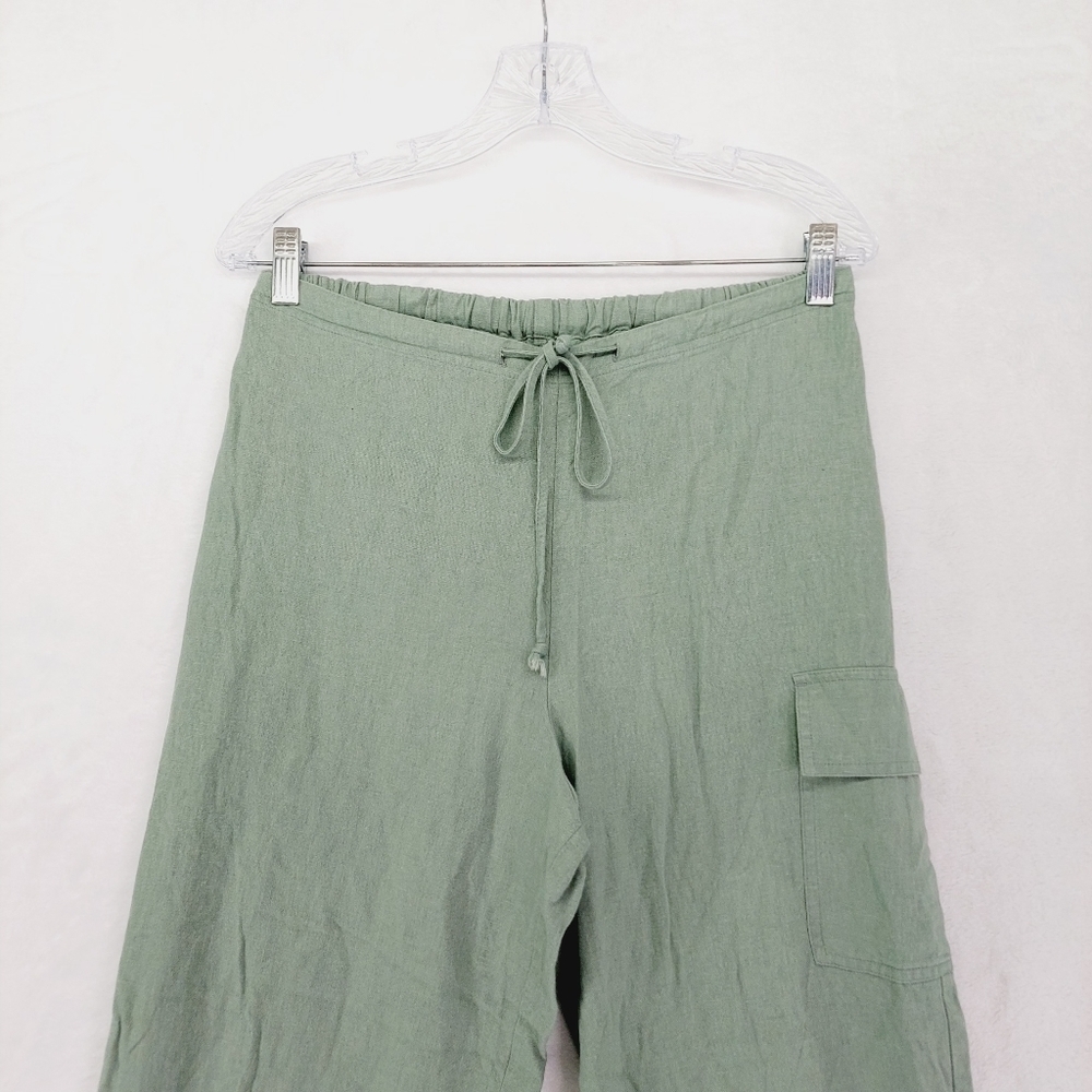 Vintage Studio Green Mid Rise Cargo Pocket Wide Leg Trousers 1435 - Picture 3 of 7